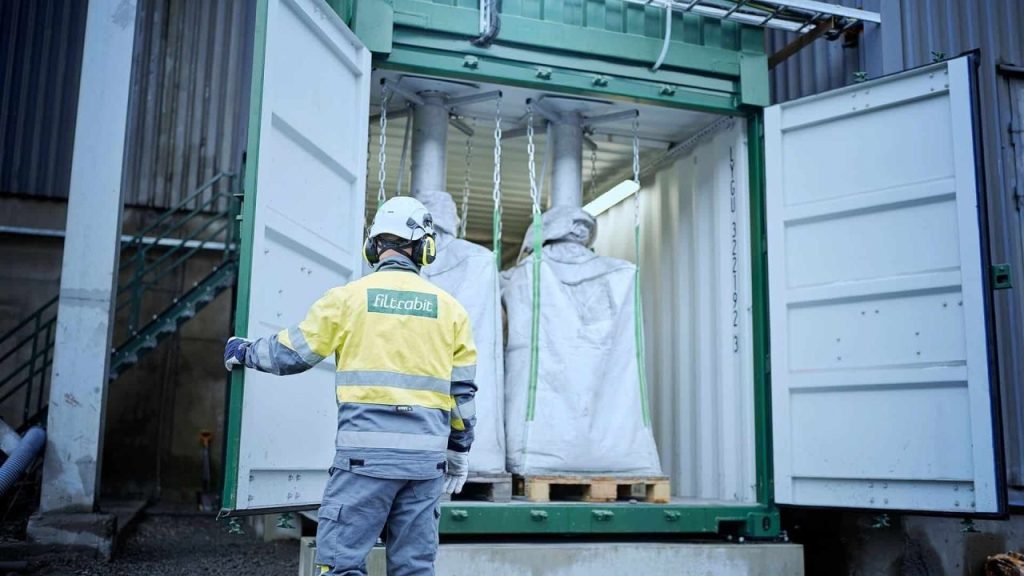 Filtrabit industrial filtration equipment aimed at reducing particulate pollution at a heavy industry site in Finland