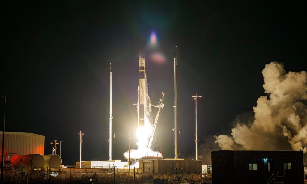 Rocket Lab logo with U.S. Space Development Agency contract announcement for 18 missile-tracking satellites