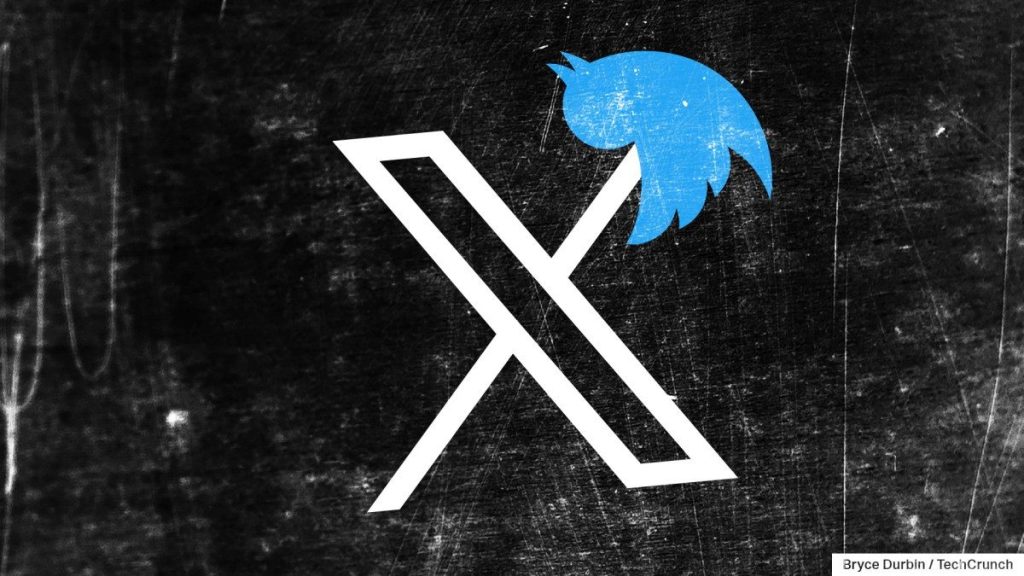 X Corporation's logo and Twitter bird impaled illustration.