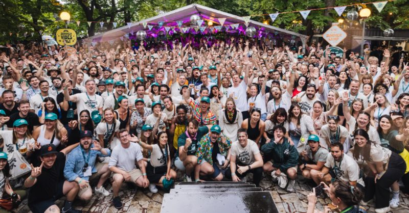 Mews hits $2.5B valuation after EQT leads $300M round Mews headquarters with digital hospitality and property management visuals on screens