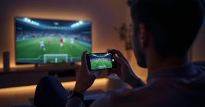 Poki game developers reviewing browser game performance dashboards in a modern studio