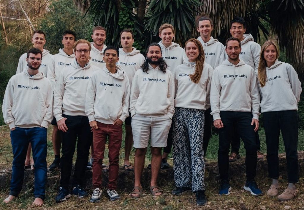 ElevenLabs logo displayed on a digital interface representing AI voice and text-to-speech technology