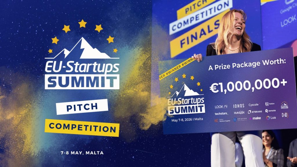 Stage view of EU-Startups Summit 2026 prize presentation for early-stage founders