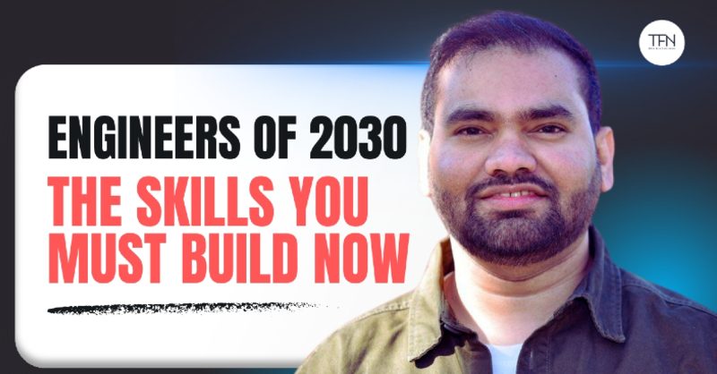 TechTalks 2030: How Engineers Must Think to Stay Relevant Engineers discussing future technology trends and AI tools in a modern workspace