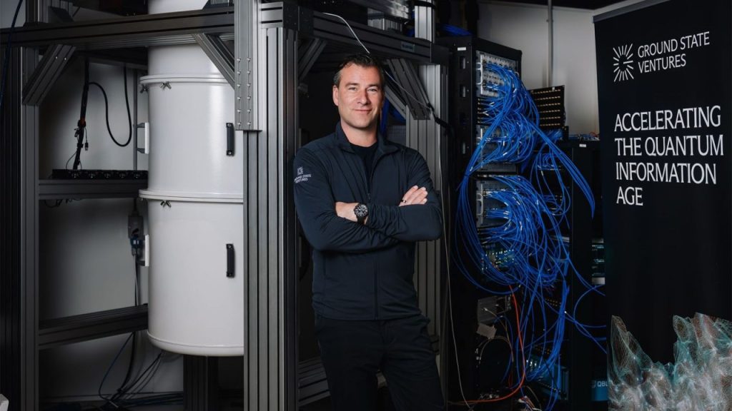 Ground State Ventures logo with a background of quantum technology imagery.