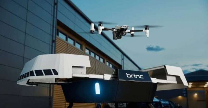 BRINC Secures $125M Funding for Police and Fire Drone Network A BRINC tactical drone launching from an automated docking station on a building roof.